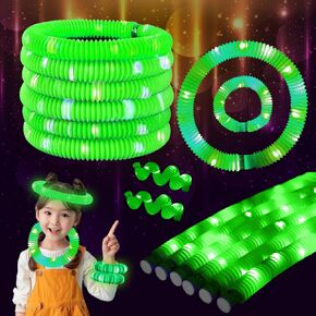 Blue 12pcs تضيء Pop Fidget Tubes Party Glow في لوازم الحفلات المظلمة للأطفال والبالغين ، مثالية للمهرجانات وحفلات أعياد الميلاد والهتاف والحفلات الموسيقية وزينة التخييم