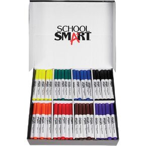 School Smart Conical Tip Washable Markers Classroom Pack for School, Home, and More, Assorted Colors, Bulk Pack of 200