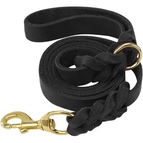 Joytale Leather Dog Leash, Genuine Cowhide with Brass Hook, Heavy Duty Leather Leashes for Large Medium Dogs（Brown, 6ft×3/4''）
