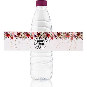 Wedding Water Bottle Labels, 50 Pcs Thank You Sunflower Water Bottle Wraps Sticker Water Bottle Labels for Birthday Baby Shower