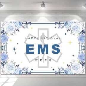 Ticuenicoa Happy National EMS Week Banner - 70.8 × 43.3 بوصة ، مثالية للاحتفالات الأسبوع EMS ، تقدير المستجيب الأول ، زينة الأحداث الطبية