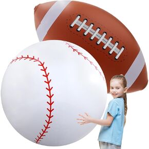Lewtemi 2 Pcs 27 Inch/ 40 Inch Giant Inflatable Sports Balls Large Inflatable Beach Ball Inflatable Ball for Summer Pool Outdoor Activity Games Toys