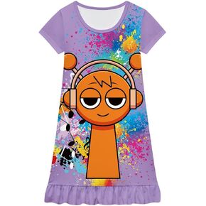 Little Girls Casual Dress Little Kids Music Adventure Cartoon Printed Costume