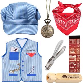 Kyson Kids Train Conductor Costume Set-Train Engineer Up Dress Up to Train Terk Party Halloween Dress Up Career Day in Kuwait