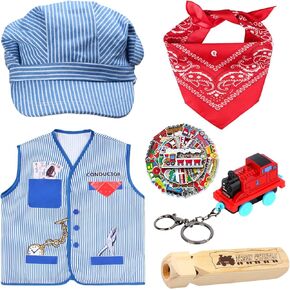 Kyson Kids Train Conductor Costume Set-Train Engineer Up Dress Up to Train Terk Party Halloween Dress Up Career Day
