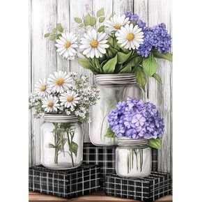 مجموعات الطلاء من زهور Qukle Flowers للمبتدئين للمبتدئين - Tulips Tulips Diamond Art Kits للبالغين ، و 5 D Round Drill Diamond Painting DIY Decor