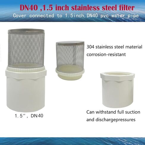 DN20 inch Suction Strainers Stainless Steel Filter Cover Connected to 3/4" DN20 PVC Water Pipe Used to Remove Debris and Reduce Solid Entry in Saudi Arabia