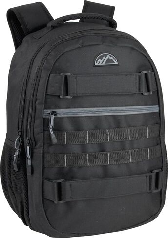 Laptop Backpack with Skateboard Straps, Heavy Duty 19 Inch Dual Compartment Tactical Backpack for College, Travel, Work (Black) in Saudi Arabia