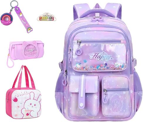 5pcs backpack backpack girls requin - kawaii bookbag school strivers bag bag bag bag bag for stept teen kids casual travel (Blue) in Kuwait