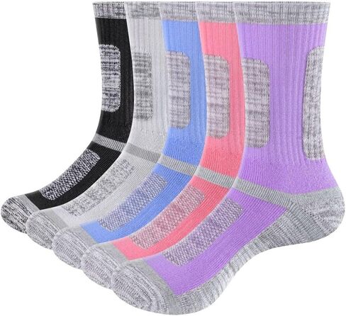 YUEDGE Women's Walking Hiking Socks 5 Pairs Anti Sweat Cushioned Athletic Crew Socks Boot Socks For Ladies 6-11 in Kuwait