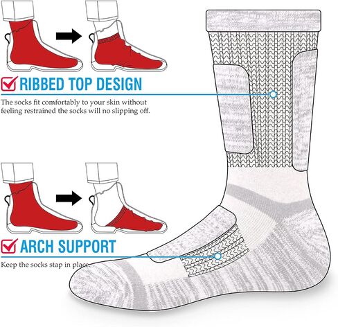 YUEDGE Women's Walking Hiking Socks 5 Pairs Anti Sweat Cushioned Athletic Crew Socks Boot Socks For Ladies 6-11 in Kuwait
