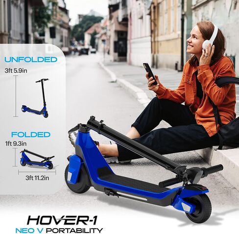 Hover-1 Neo Family Foldable Electric Scooter with 300W/250W/200W Rated Brushless Motor, 16/14/12 mph Max Speed, 8.5"/6.5" Wheels, 10/7 Mile Range Commuting Scooter for Kids & Teens Aged 4 to 16 in Saudi Arabia