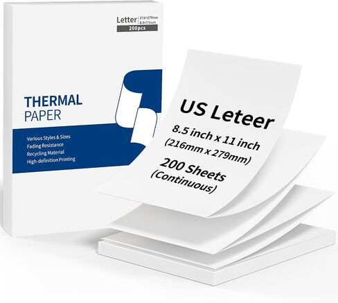 Thermal Printer Paper 8.5 X 11 Inch, Compatible with Phomemo M08F Thermal Paper, US Letter Continuous Paper - Compatible With M08F M832 M833 M834 M835 and Other Thermal Portable Printer, 100 Sheets in Kuwait