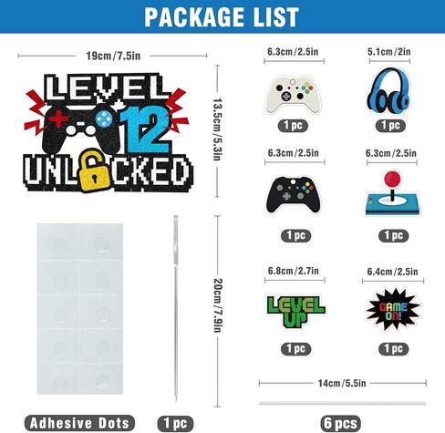 Level 12 Unlocked Cake Topper, Happy 12th Birthday Cake Topper for Boys Girls, Video Game Controller Themed Birthday Party Supplies Decorations in Kuwait