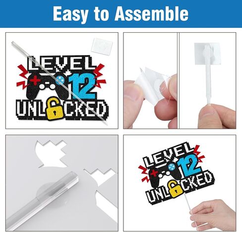 Level 12 Unlocked Cake Topper, Happy 12th Birthday Cake Topper for Boys Girls, Video Game Controller Themed Birthday Party Supplies Decorations in Kuwait