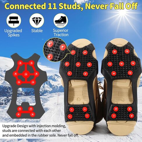 مقابض ثلج غير قابلة للانزلاق من Xproutdoor، مشابك جر قوية 11 مسمارًا فولاذيًا، للأحذية والأحذية طويلة الرقبة، المشي على الجليد على الجليد in Saudi Arabia