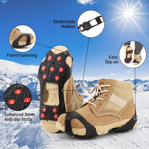 مقابض ثلج غير قابلة للانزلاق من Xproutdoor، مشابك جر قوية 11 مسمارًا فولاذيًا، للأحذية والأحذية طويلة الرقبة، المشي على الجليد على الجليد in Saudi Arabia
