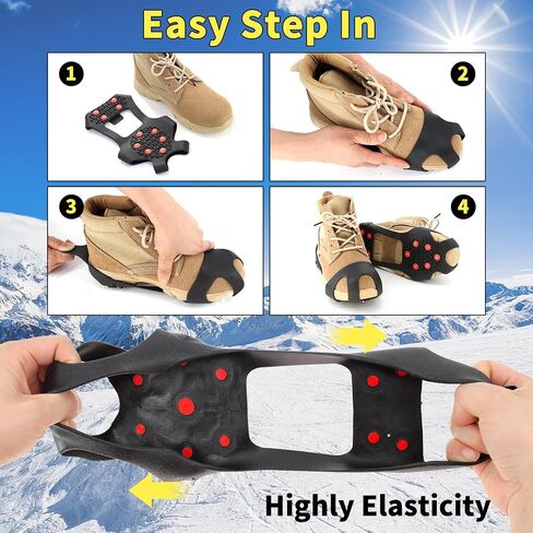 مقابض ثلج غير قابلة للانزلاق من Xproutdoor، مشابك جر قوية 11 مسمارًا فولاذيًا، للأحذية والأحذية طويلة الرقبة، المشي على الجليد على الجليد in Saudi Arabia