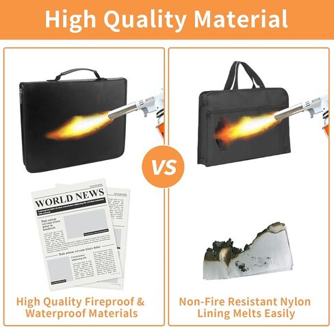 Accordion File Organizer, 12 Pocket Expanding File Folder with Multi Pockets Fireproof Folder with Zipper & Labels Portable Business Fire Safe Storage for Letter A4 Files and More in Kuwait