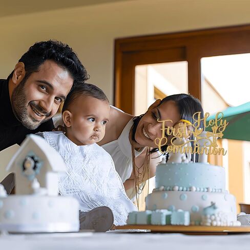 Gold Glitter First Holy Communion Cake Topper, Mi Primera Comunión/God Bless This Child, Baby's 1st Birthday/Baptism Christening Party Decorations Supplies in Kuwait