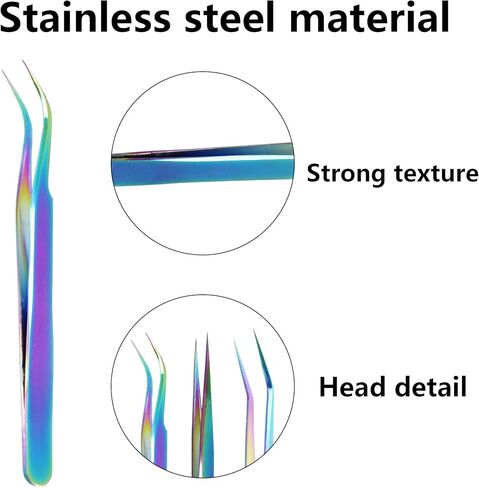 pson 2PCS Rainbow Tweezers Set, Stainless Steel Pointed Craft Tweezers, Colorful Fine Tip Tweezer Tools for Jewelry Making, Eyelash Extension, Repair, DIY (1 straight and 1 curved) in Kuwait