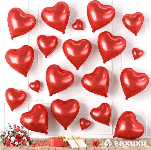 Red Heart Balloons, Heart Shaped Ballons, 20 Pcs 5/10/18 inch Red Foil Love Balloons for Valentine's Day Decorations Wedding Engagement Bridal Showers Anniversary Celebrations in Saudi Arabia