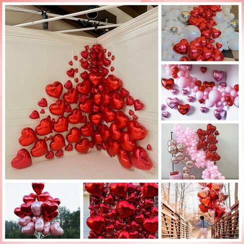 Red Heart Balloons, Heart Shaped Ballons, 20 Pcs 5/10/18 inch Red Foil Love Balloons for Valentine's Day Decorations Wedding Engagement Bridal Showers Anniversary Celebrations in Saudi Arabia