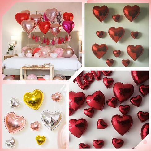 Red Heart Balloons, Heart Shaped Ballons, 20 Pcs 5/10/18 inch Red Foil Love Balloons for Valentine's Day Decorations Wedding Engagement Bridal Showers Anniversary Celebrations in Saudi Arabia