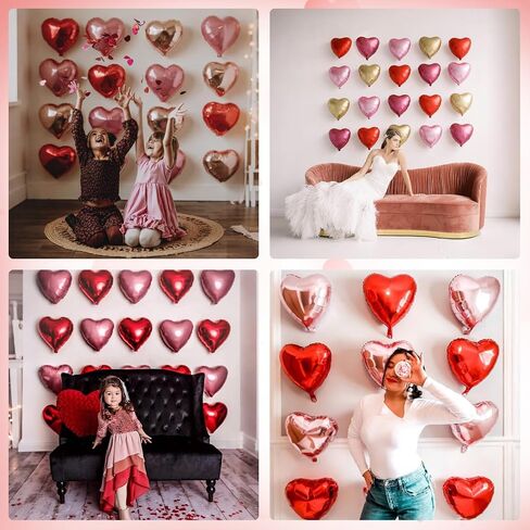 Red Heart Balloons, Heart Shaped Ballons, 20 Pcs 5/10/18 inch Red Foil Love Balloons for Valentine's Day Decorations Wedding Engagement Bridal Showers Anniversary Celebrations in Saudi Arabia