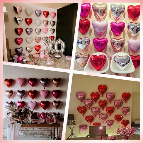 Red Heart Balloons, Heart Shaped Ballons, 20 Pcs 5/10/18 inch Red Foil Love Balloons for Valentine's Day Decorations Wedding Engagement Bridal Showers Anniversary Celebrations in Saudi Arabia
