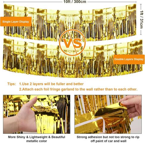 4 Pack 10 Feet Black Orange Halloween Parade Float Decorations for Trailer Car, Foil Fringe Tinsel Streamers Banner Garland for Halloween Graduation Homecoming Party Decoration (Black Orange) in Saudi Arabia