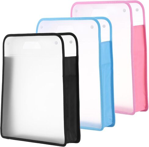 PATIKIL Scrapbook Paper Storage Organizer, 3Pcs Rectangular Scrapbook Organizer for 12x12" Sheet Paper Vinyl Storage with Handle for Scrapbook File Vinyl Paper Card Stock, Pink/Black/Blue in Saudi Arabia