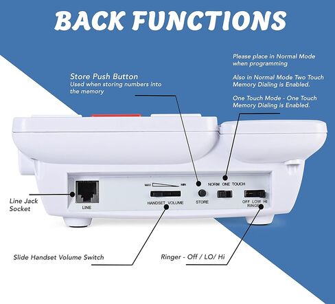 Future Call FC-2804 Big Button Phone for Seniors | 3 Picture Keys and Speakerphone | Amplified Telephones for Hearing Impaired Seniors 40db w/Extra Long 12' Cord | Simple Landline Phones for Seniors in Saudi Arabia