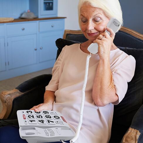 Future Call FC-2804 Big Button Phone for Seniors | 3 Picture Keys and Speakerphone | Amplified Telephones for Hearing Impaired Seniors 40db w/Extra Long 12' Cord | Simple Landline Phones for Seniors in Saudi Arabia