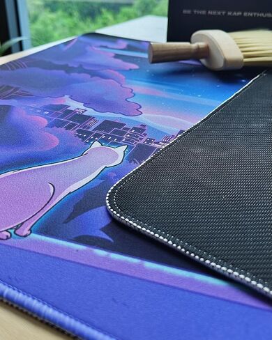[Thekapco x Ilustrata] Nekomancer XXL Gaming Mouse Pad 35.43x15.75 inch 90x40 cm, Non-Slip Rubber Base Anime Mousepad, Premium-Textured Cloth Desk Mat with Stitched Edge for Gaming Office Home in Saudi Arabia