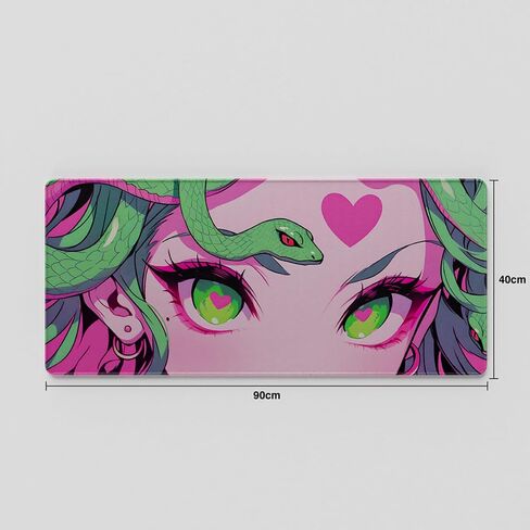 [Thekapco x Ilustrata] Nekomancer XXL Gaming Mouse Pad 35.43x15.75 inch 90x40 cm, Non-Slip Rubber Base Anime Mousepad, Premium-Textured Cloth Desk Mat with Stitched Edge for Gaming Office Home in Saudi Arabia