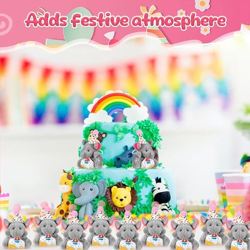 24 Pcs Birthday Mini Elephant Stuffed Animals Small Plush Elephant Keychains Set with Birthday Hats Birthday Mini Stuffed Animals Keychains Bulk for Party Favor in Saudi Arabia