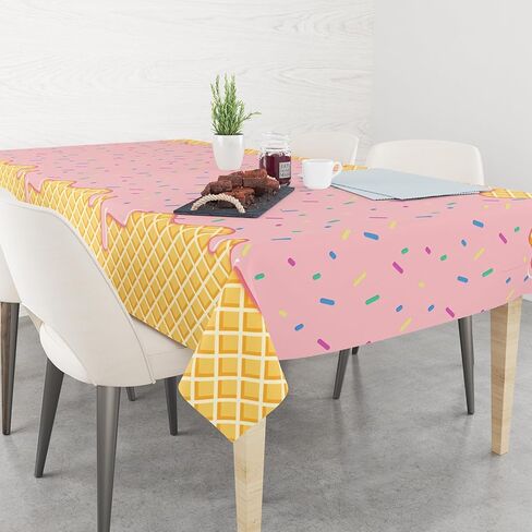 2 Pack Ice Cream Tablecloth for Party Supplies, 10.8x5.4 Inch Sweet Dessert Theme Disposable Plastic Table Cover for Kids Birthday, Summer Party Decor for Girls and Boys in Saudi Arabia
