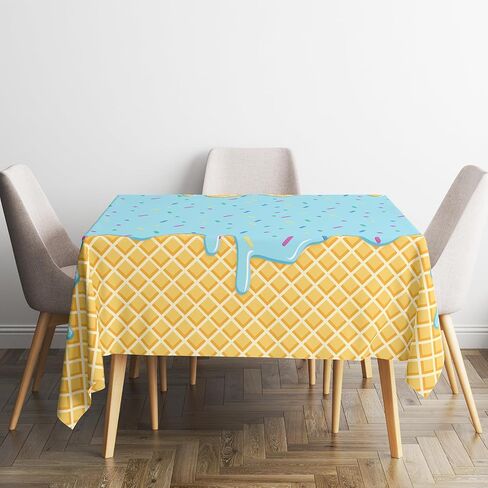 2 Pack Ice Cream Tablecloth for Party Supplies, 10.8x5.4 Inch Sweet Dessert Theme Disposable Plastic Table Cover for Kids Birthday, Summer Party Decor for Girls and Boys in Saudi Arabia