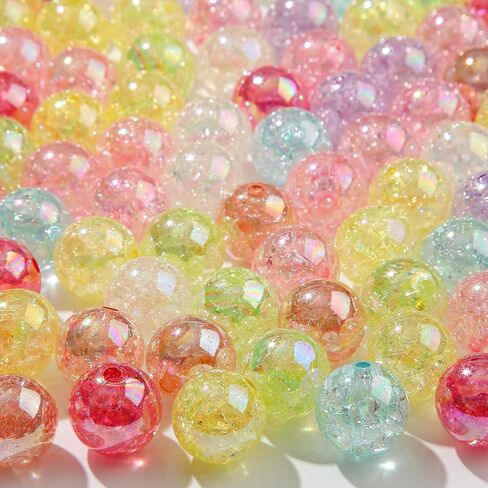 16mm Crackle Acrylic Beads Plated AB Color Explosion Pattern Decorative Beads for Jewelry Making Handmade DIY Bracelet, Charms Keychain Craft Supplies(ab Ccrack) in Saudi Arabia