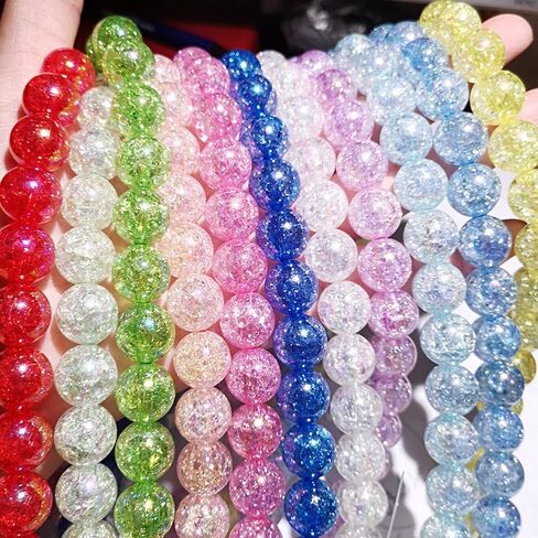 16mm Crackle Acrylic Beads Plated AB Color Explosion Pattern Decorative Beads for Jewelry Making Handmade DIY Bracelet, Charms Keychain Craft Supplies(ab Ccrack) in Saudi Arabia