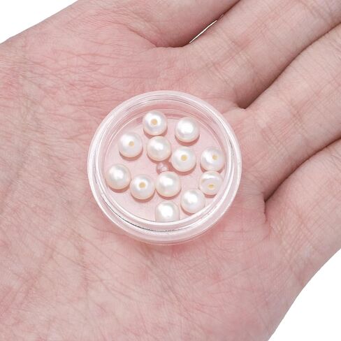 Natural Half Drilled Pearl Beads White 4.5-5mm 12pcs AAAA Freshwater Cultured Loose Gemstone Beads for DIY Stud Earring Jewelry Making in Kuwait