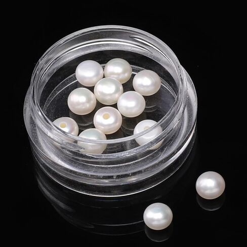Natural Half Drilled Pearl Beads White 4.5-5mm 12pcs AAAA Freshwater Cultured Loose Gemstone Beads for DIY Stud Earring Jewelry Making in Kuwait