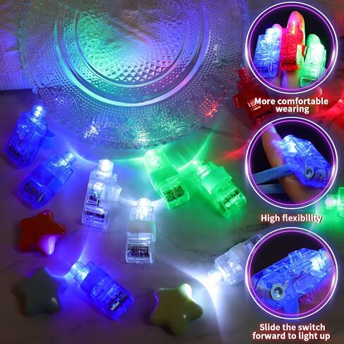 60 Pcs LED Finger Lights, Led Party Finger Lights, Finger Flashlights Light Up Ring Lights Toys, Glow in The Dark Party Supplies, Finger Ring Toys for Holiday,Concert Shows,Raves, 4 Color in Saudi Arabia