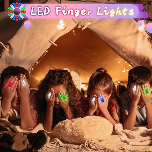 60 Pcs LED Finger Lights, Led Party Finger Lights, Finger Flashlights Light Up Ring Lights Toys, Glow in The Dark Party Supplies, Finger Ring Toys for Holiday,Concert Shows,Raves, 4 Color in Saudi Arabia