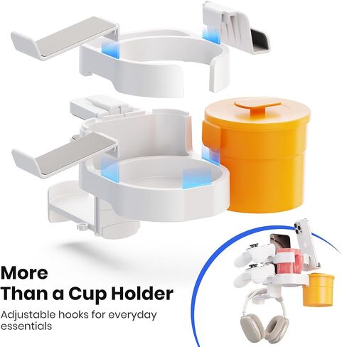 7-in-1 Desk Cup Holder - EURPMASK Desk Organizer with Headphone Holder, Controller Holder, Snack Bucket, and Phone Holder, Clamp-On Desk Accessory with Sturdy Large Storage, Easy to Install, Black in Saudi Arabia