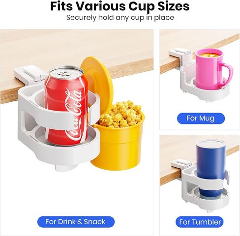 7-in-1 Desk Cup Holder - EURPMASK Desk Organizer with Headphone Holder, Controller Holder, Snack Bucket, and Phone Holder, Clamp-On Desk Accessory with Sturdy Large Storage, Easy to Install, Black in Saudi Arabia