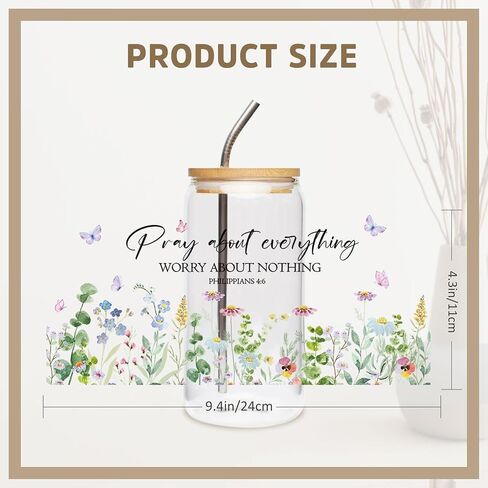CRASHOT UV DTF Cup Wraps for 16 OZ - 10 Sheets Butterfly UV DTF for Glass, Tumbler, Sunflower Girl Floral Flower Design, Self Affirmation Inspirational Waterproof Rub on Transfer in Kuwait