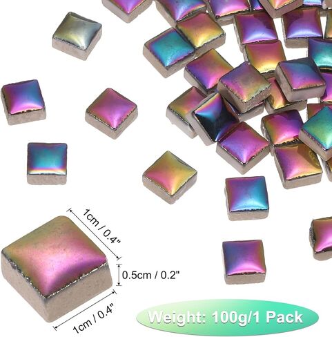 uxcell 100g Square Mosaic Tiles, Colorful Ceramic Mosaic Tiles for Crafts Bulk Mosaic Supplies for Home Decoration Art Crafts DIY Projects, 0.4 x 0.4Inch, Laser Blue in Saudi Arabia