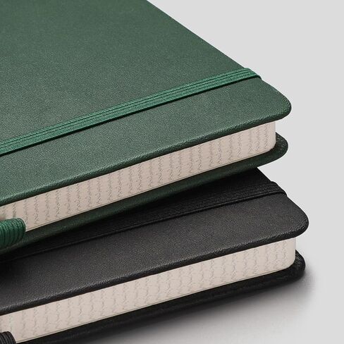 AHGXG Dotted Bullet Grid Journal 2 Pack - A5 Dot Grid Notebook Softcover, Medium 5.75'' × 8.38'', 320 Numbered Pages, 120gsm Thick Dotted Paper, Soft Leather Cover (Black Green) in Kuwait